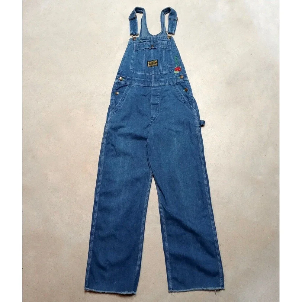 *READ* Vintage WASHINGTON DEE CEE Sanforized Denim Overalls Bib Jeans 28x30